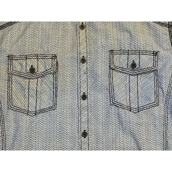 BKE Buckle Tailored Fit Haslet Western Large White And Black Button Down Shirt - Picture 3 of 5